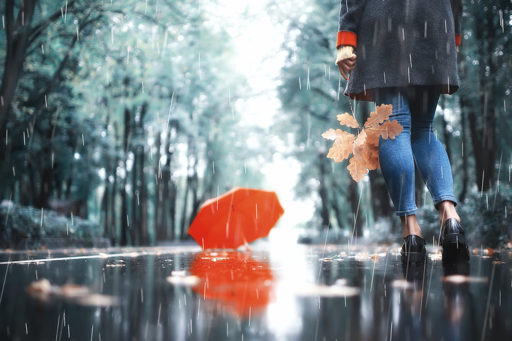 Autumn,Landscape,In,The,Park,Girl,With,A,Red,Umbrella